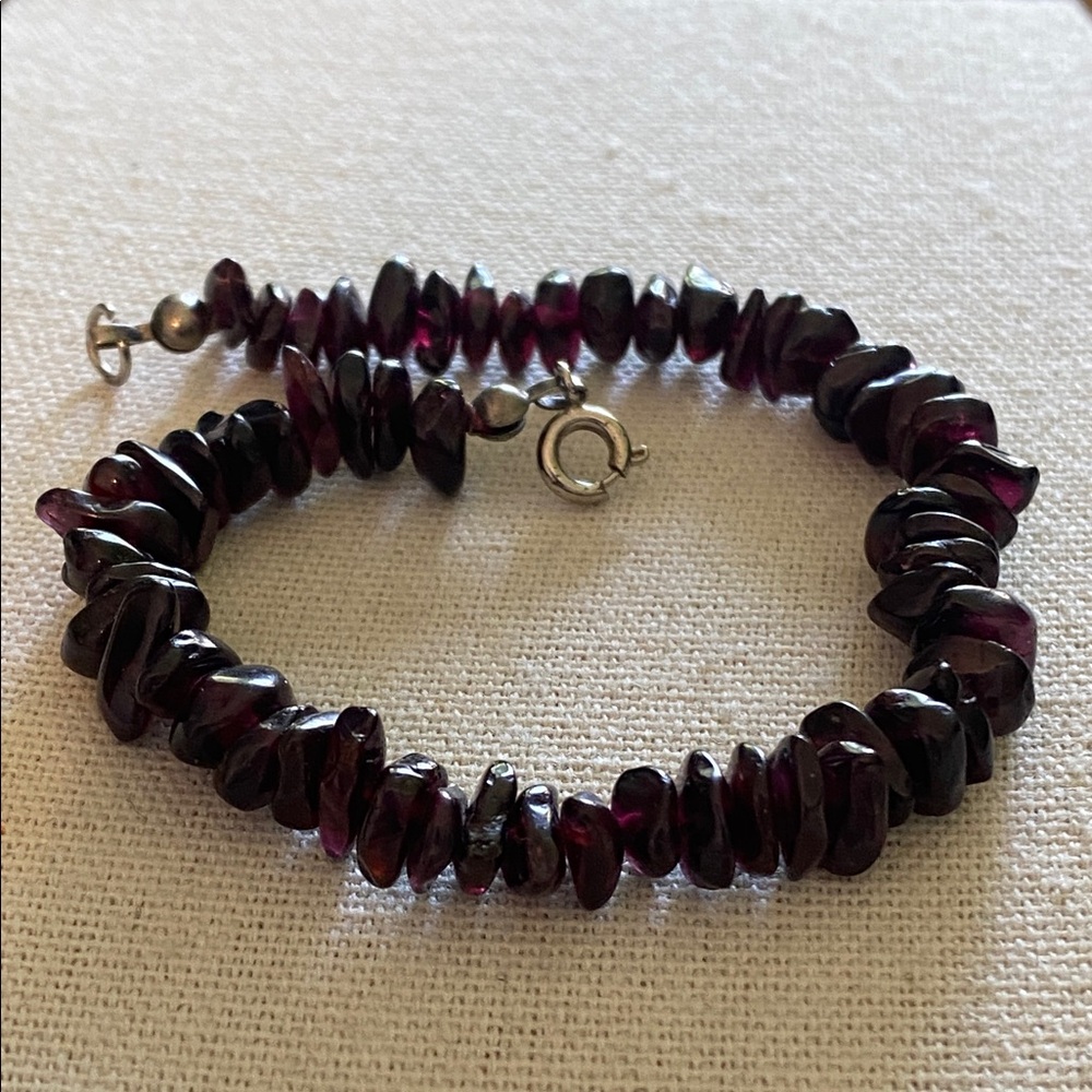Genuine Garnet Gemstone Beaded Bracelet